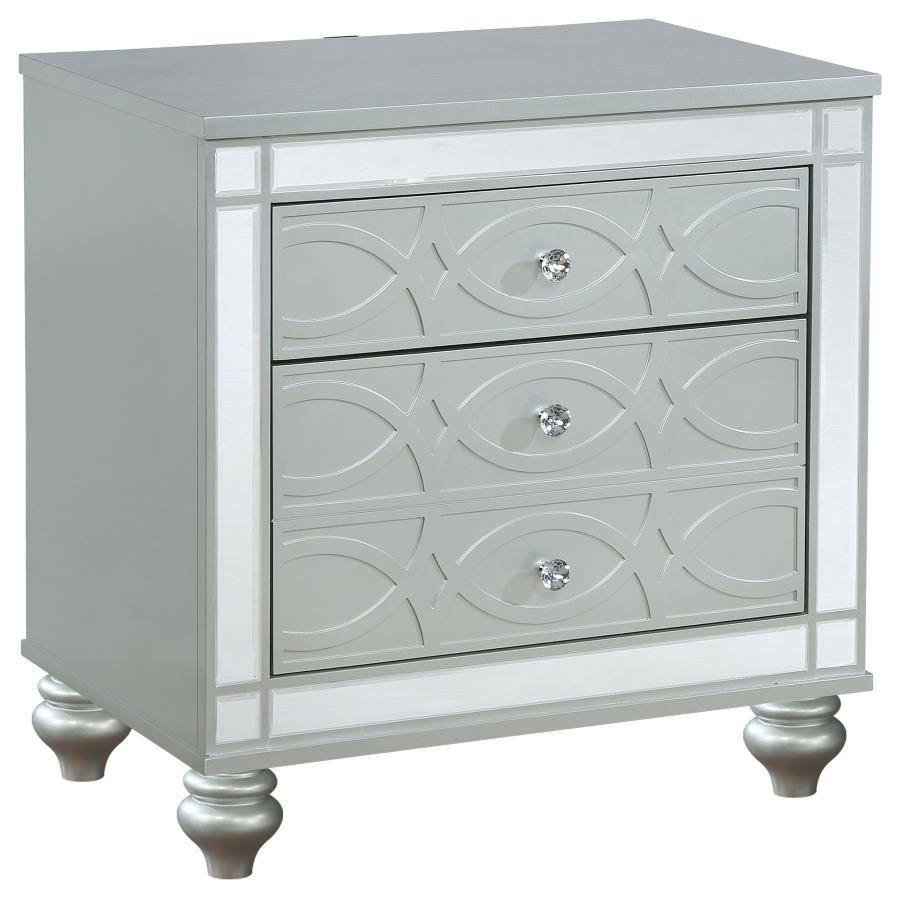 Gunnison 2-drawer Nightstand Silver Metallic-zoom-1