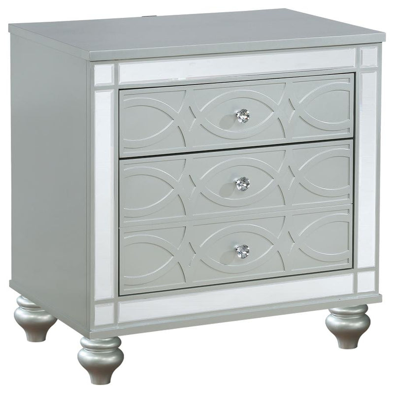 Gunnison 2-drawer Nightstand Silver Metallic-zoom-