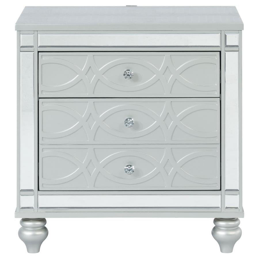 Gunnison 2-drawer Nightstand Silver Metallic-3