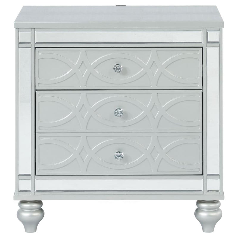 Gunnison 2-drawer Nightstand Silver Metallic-zoom-