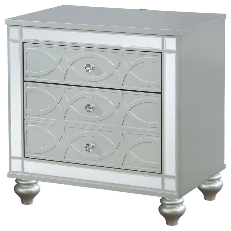 Gunnison 2-drawer Nightstand Silver Metallic-zoom-