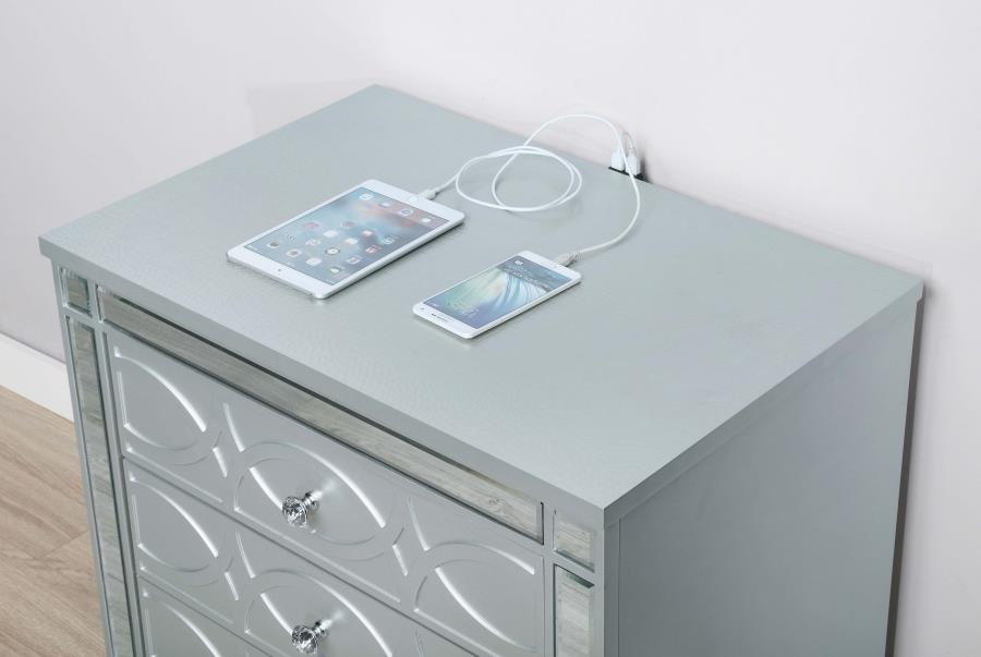Gunnison 2-drawer Nightstand Silver Metallic-10