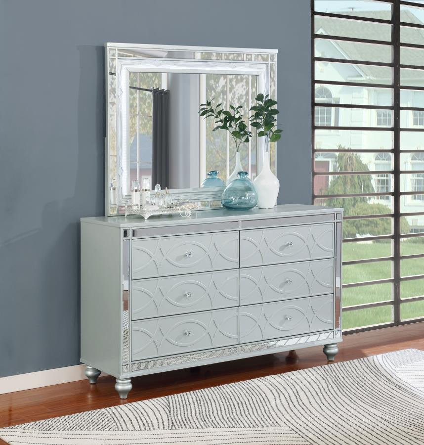 Gunnison 6-drawer Dresser with Mirror Silver Metallic-2