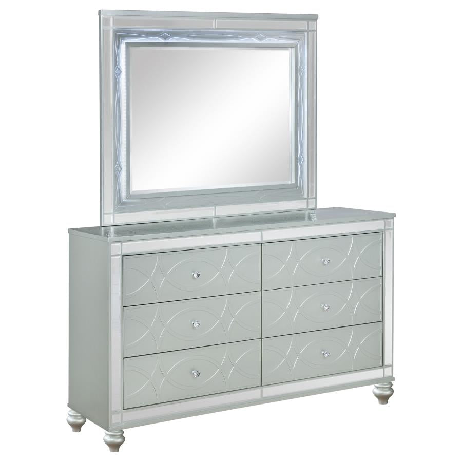 Gunnison 6-drawer Dresser with Mirror Silver Metallic-zoom-1