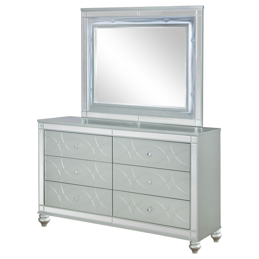 Gunnison 6-drawer Dresser with Mirror Silver Metallic-zoom-4