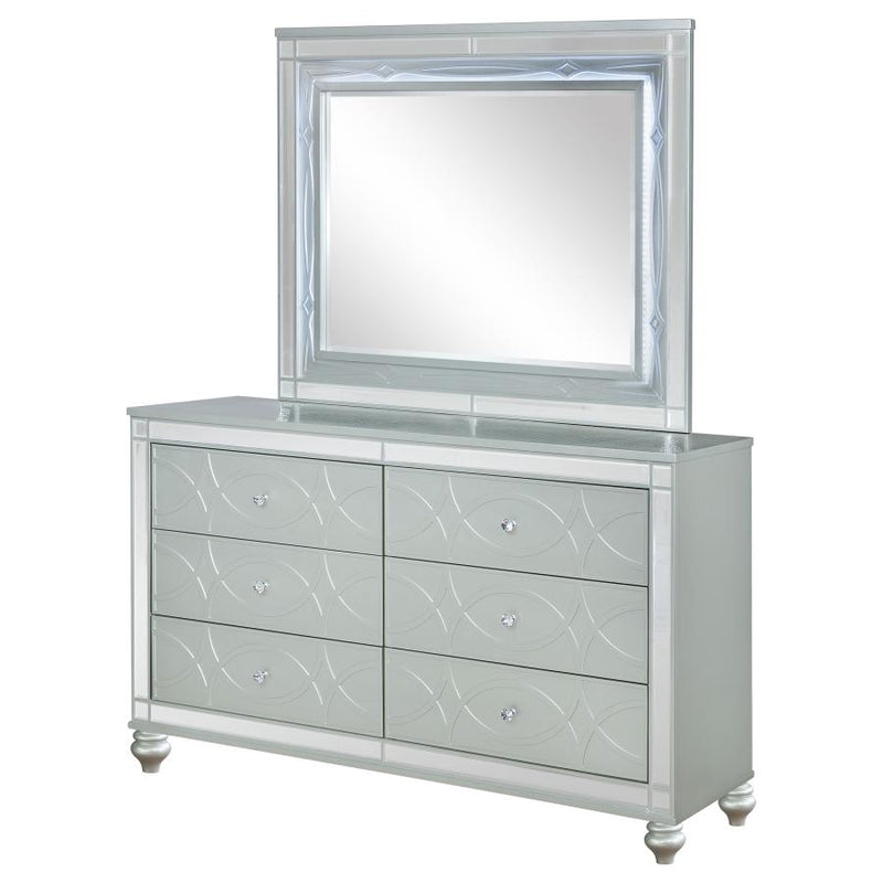 Gunnison 6-drawer Dresser with Mirror Silver Metallic-zoom-