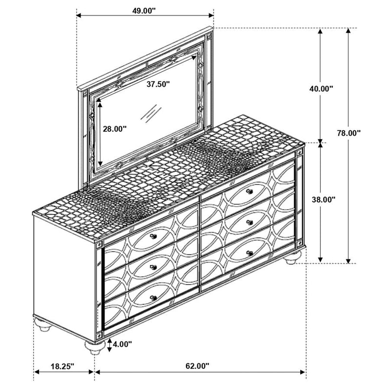 Gunnison 6-drawer Dresser with Mirror Silver Metallic-zoom-