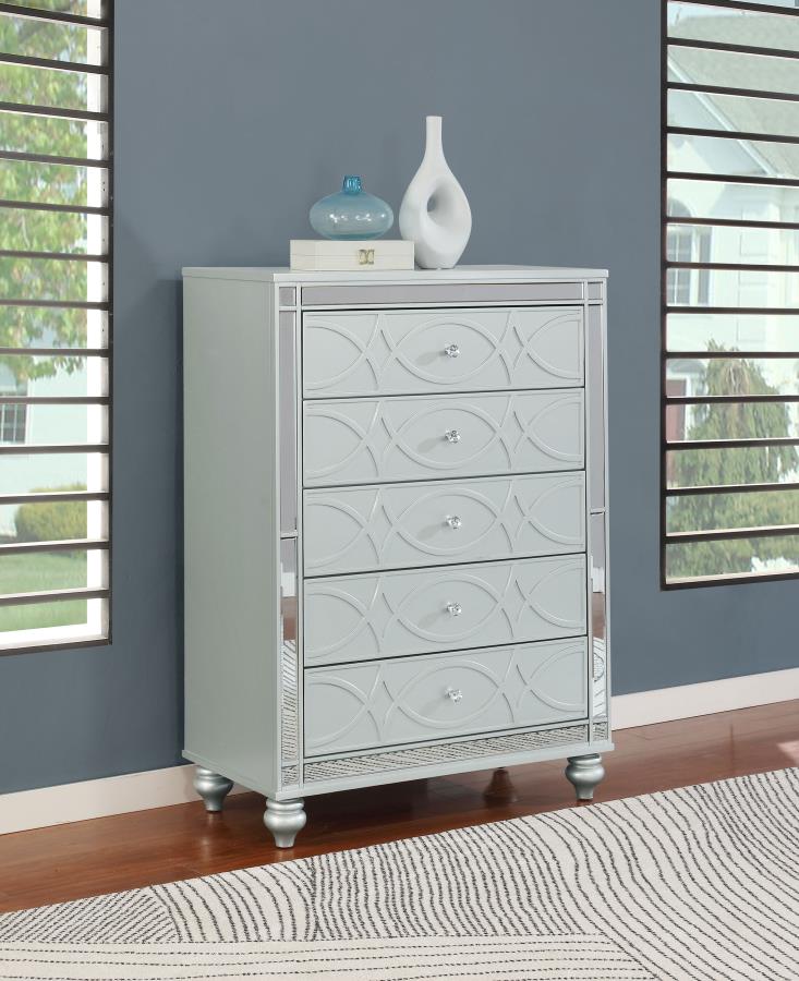 Gunnison 5-drawer Bedroom Chest Silver Metallic-zoom-2
