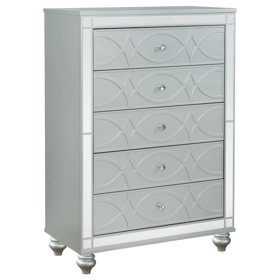 Gunnison 5-drawer Bedroom Chest Silver Metallic-zoom-1