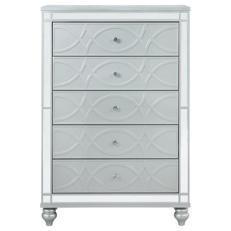 Gunnison 5-drawer Bedroom Chest Silver Metallic-3