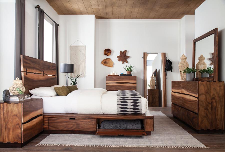 Winslow Wood Queen Storage Panel Bed Smokey Walnut-5