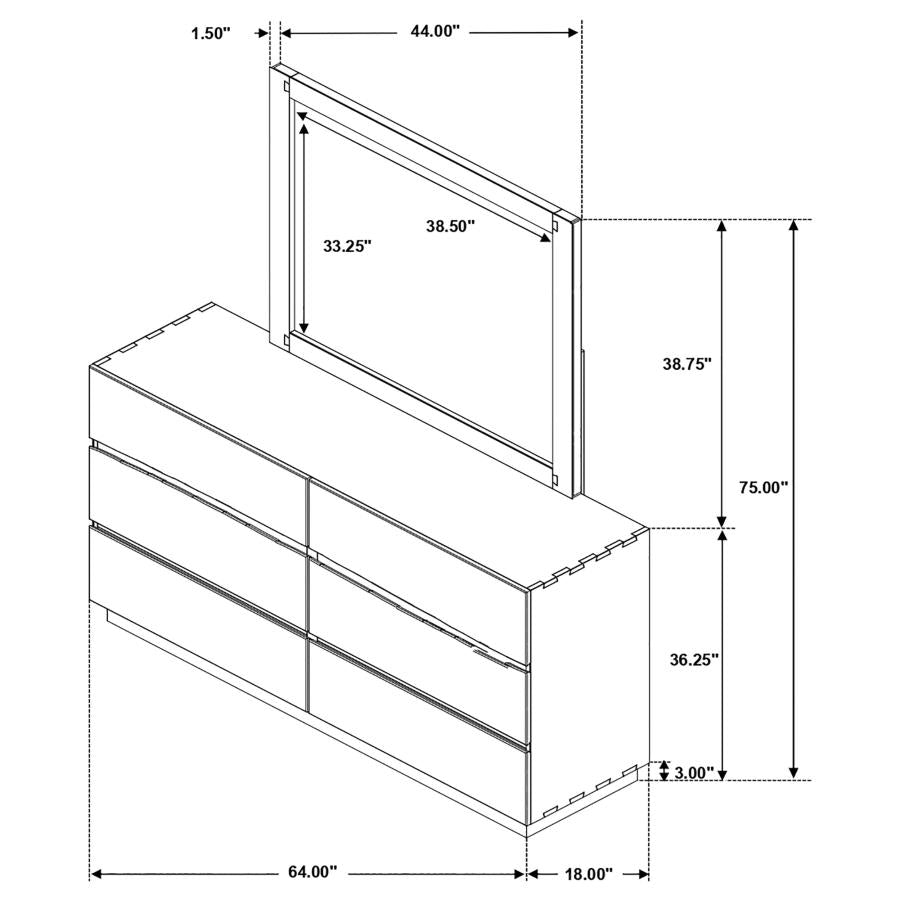 Winslow 6-drawer Dresser with Mirror Smokey Walnut-zoom-3