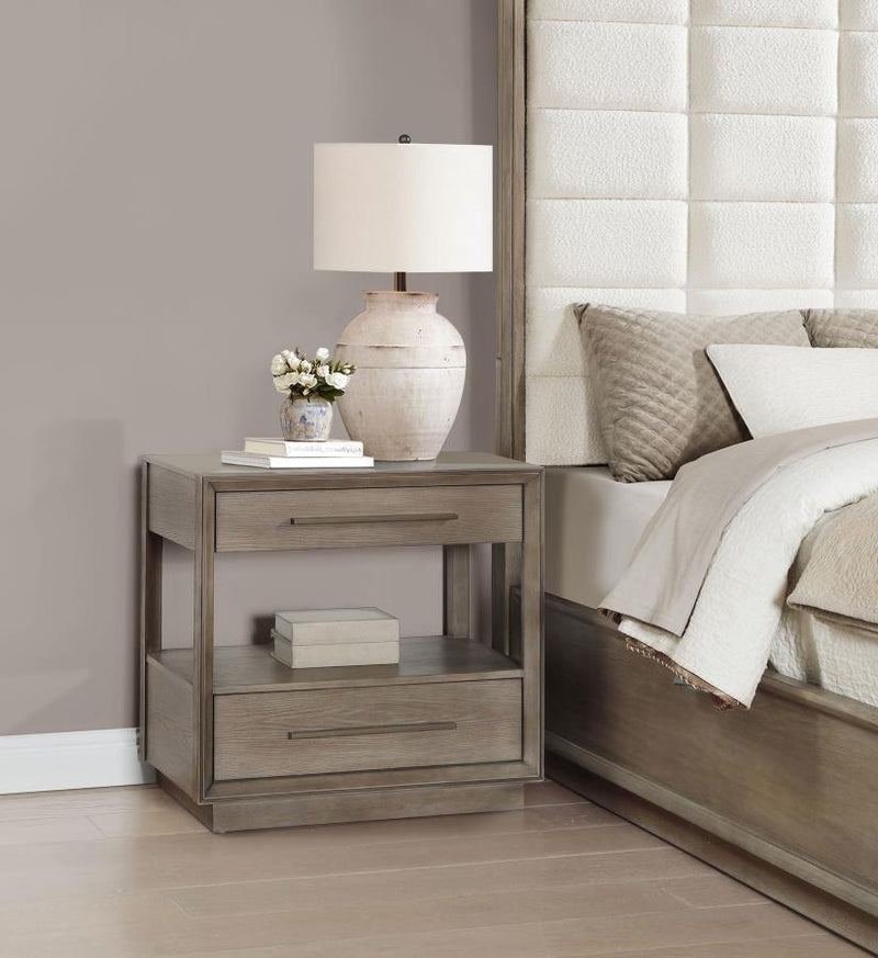 Durango 2-drawer Nightstand Bedside Table Taupe Oak-zoom-