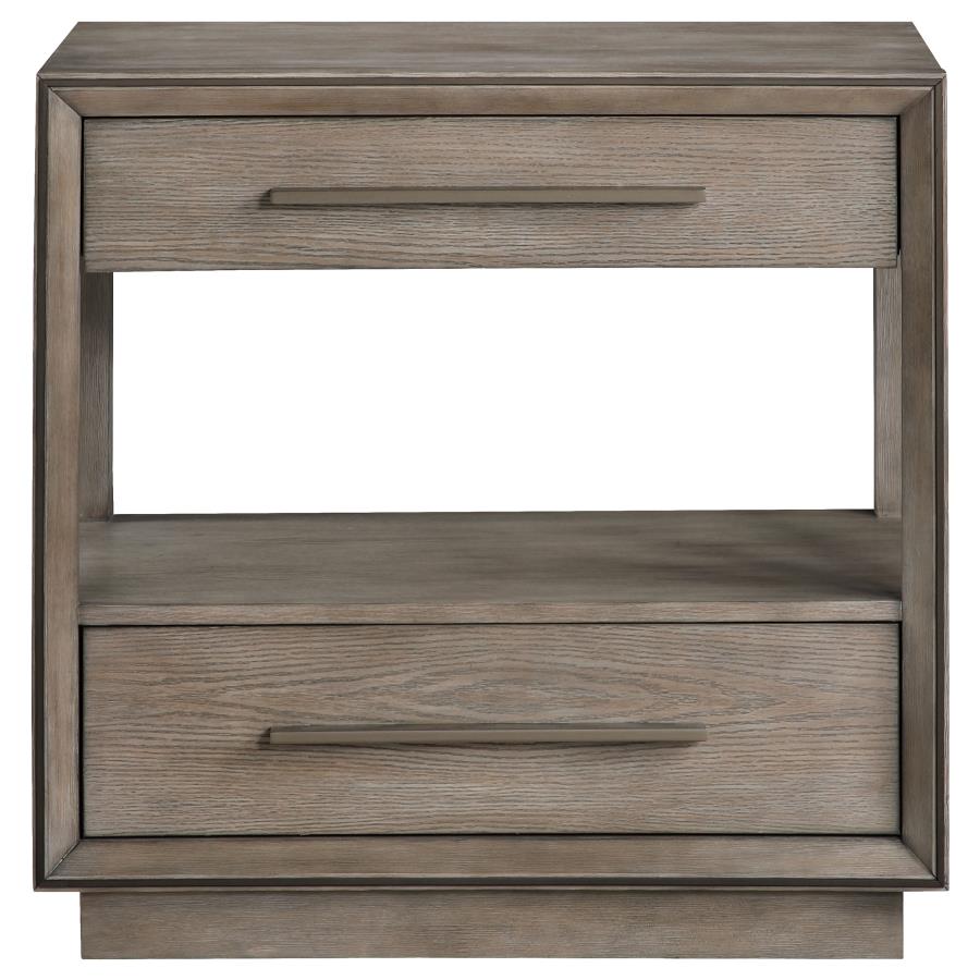 Durango 2-drawer Nightstand Bedside Table Taupe Oak-zoom-3