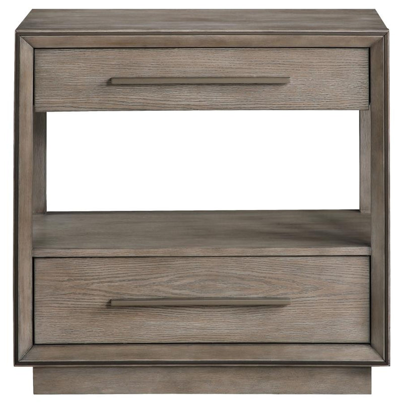 Durango 2-drawer Nightstand Bedside Table Taupe Oak-zoom-