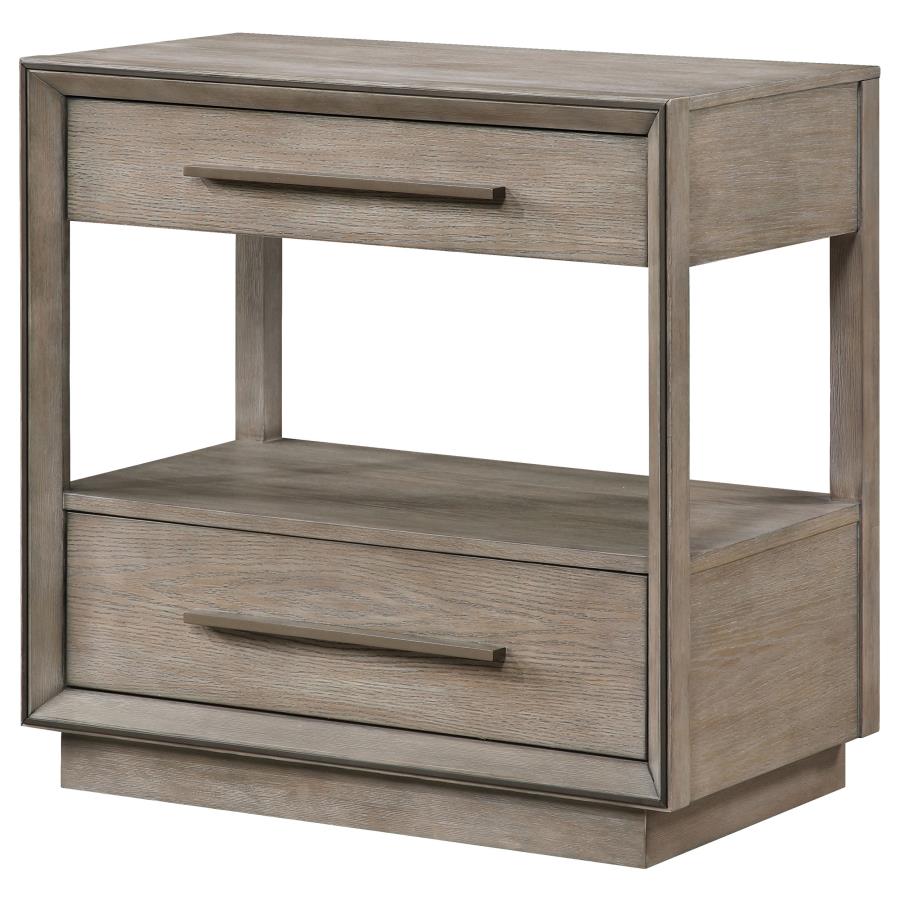 Durango 2-drawer Nightstand Bedside Table Taupe Oak-4