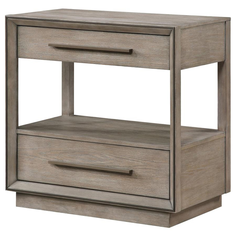 Durango 2-drawer Nightstand Bedside Table Taupe Oak-zoom-