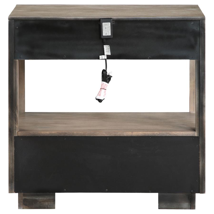 Durango 2-drawer Nightstand Bedside Table Taupe Oak-zoom-7