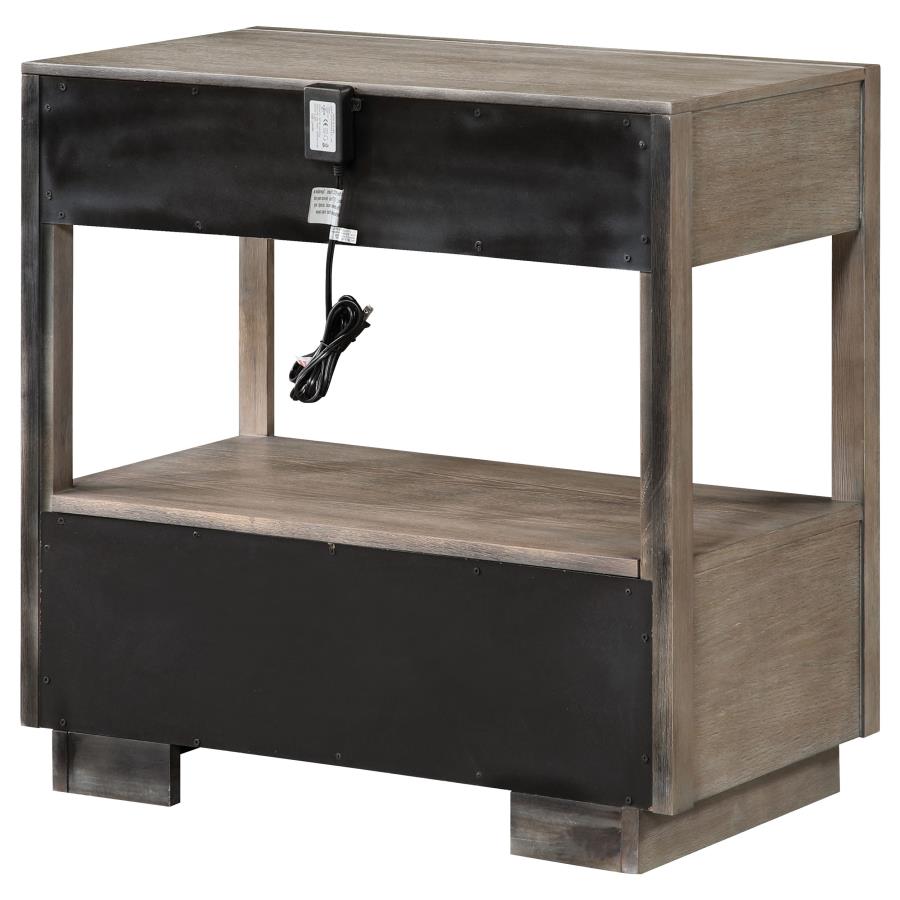 Durango 2-drawer Nightstand Bedside Table Taupe Oak-8
