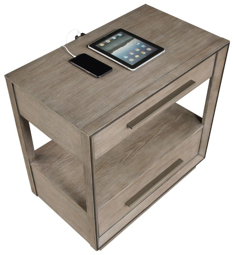 Durango 2-drawer Nightstand Bedside Table Taupe Oak-zoom-