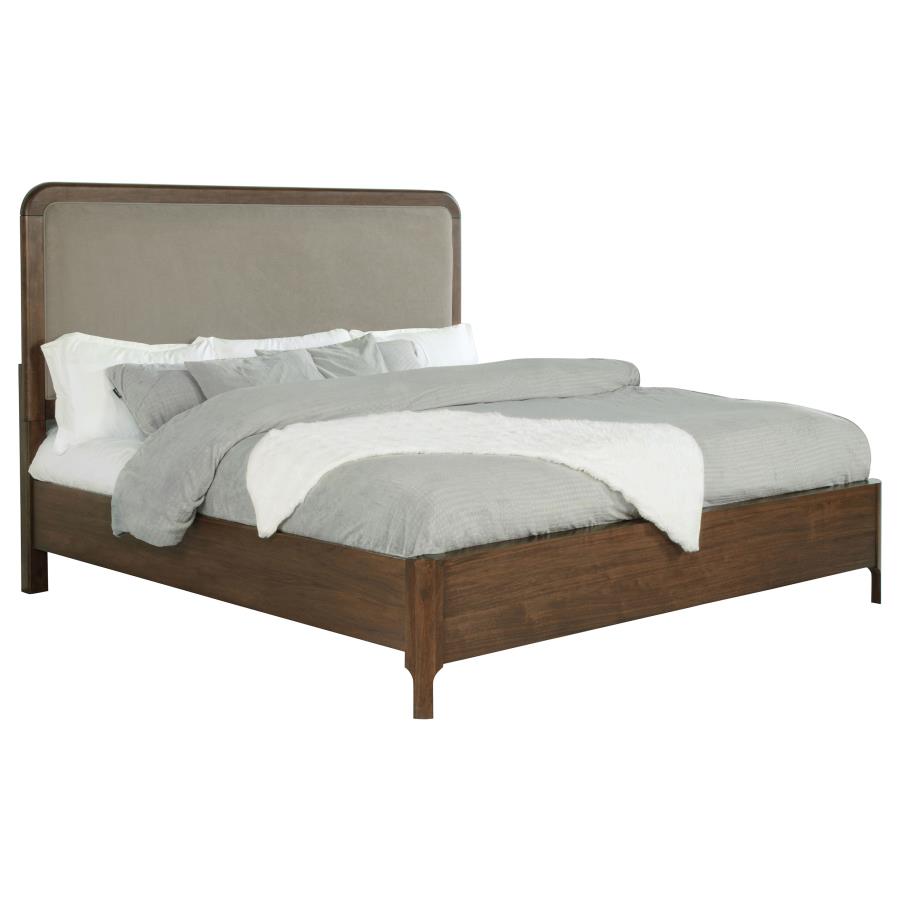 Maderia 57-inch Upholstered Eastern King Panel Bed Walnut-zoom-3