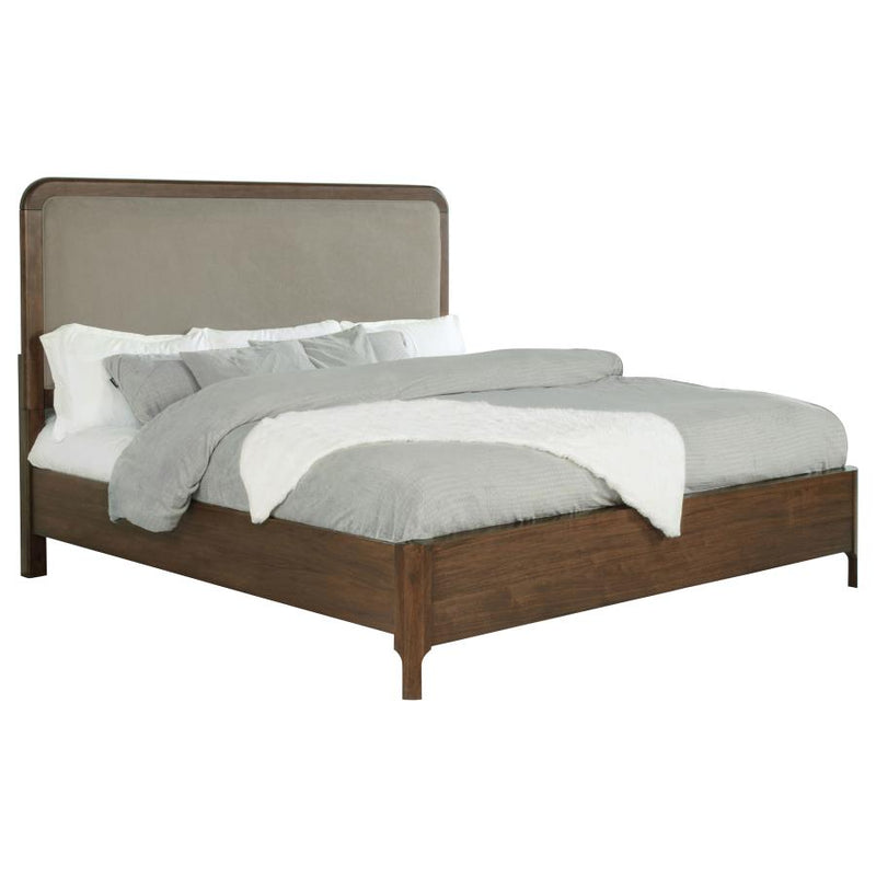 Maderia 57-inch Upholstered Eastern King Panel Bed Walnut-zoom-