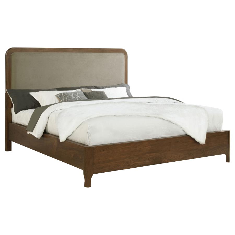 Maderia 57-inch Upholstered California King Panel Bed Walnut-zoom-3