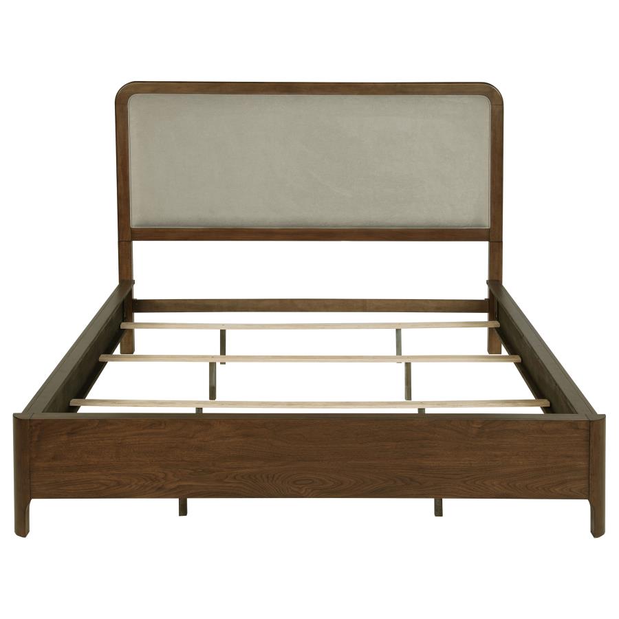 Maderia 57-inch Upholstered California King Panel Bed Walnut-zoom-4