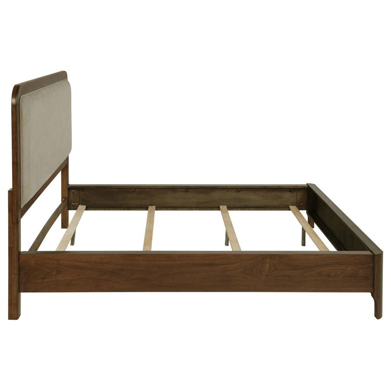 Maderia 57-inch Upholstered California King Panel Bed Walnut-zoom-