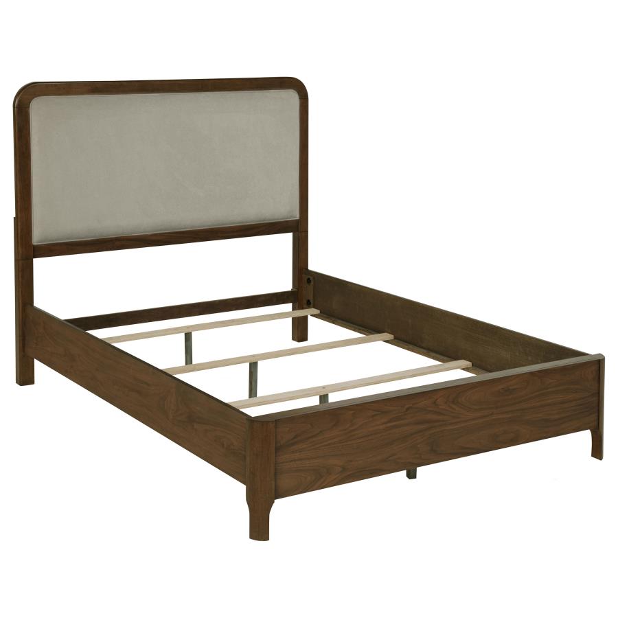 Maderia 57-inch Upholstered Queen Panel Bed Walnut-1