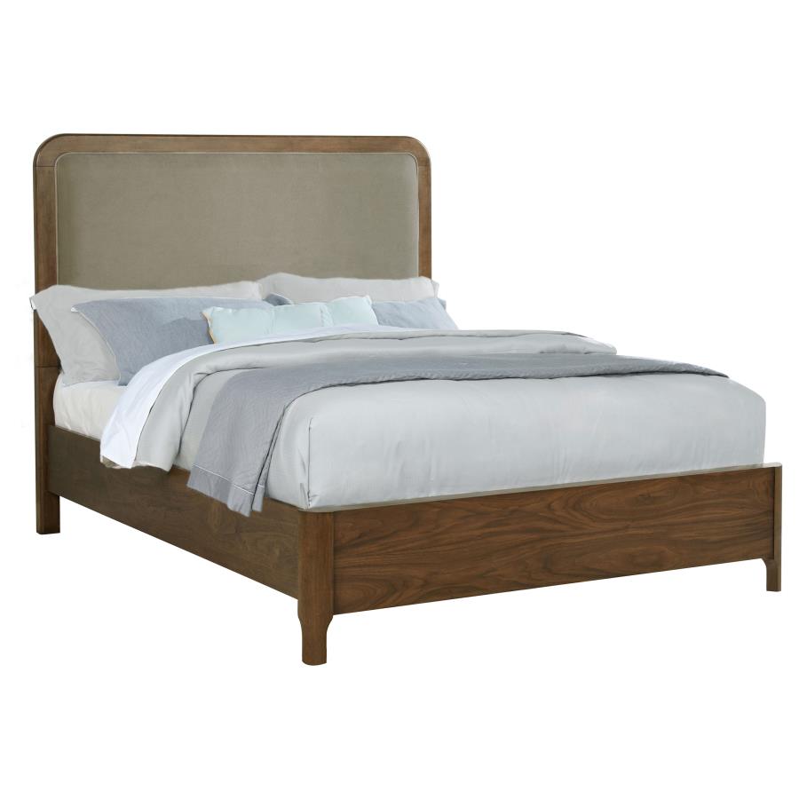 Maderia 57-inch Upholstered Queen Panel Bed Walnut-zoom-3