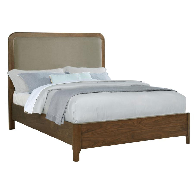 Maderia 57-inch Upholstered Queen Panel Bed Walnut-zoom-