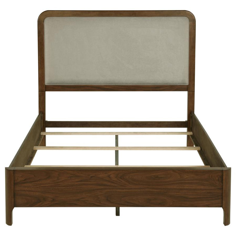 Maderia 57-inch Upholstered Queen Panel Bed Walnut-zoom-