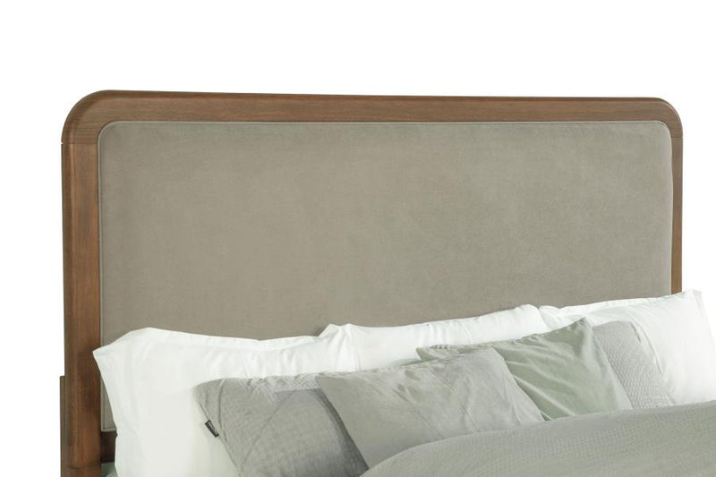 Maderia 57-inch Upholstered Queen Panel Bed Walnut-zoom-