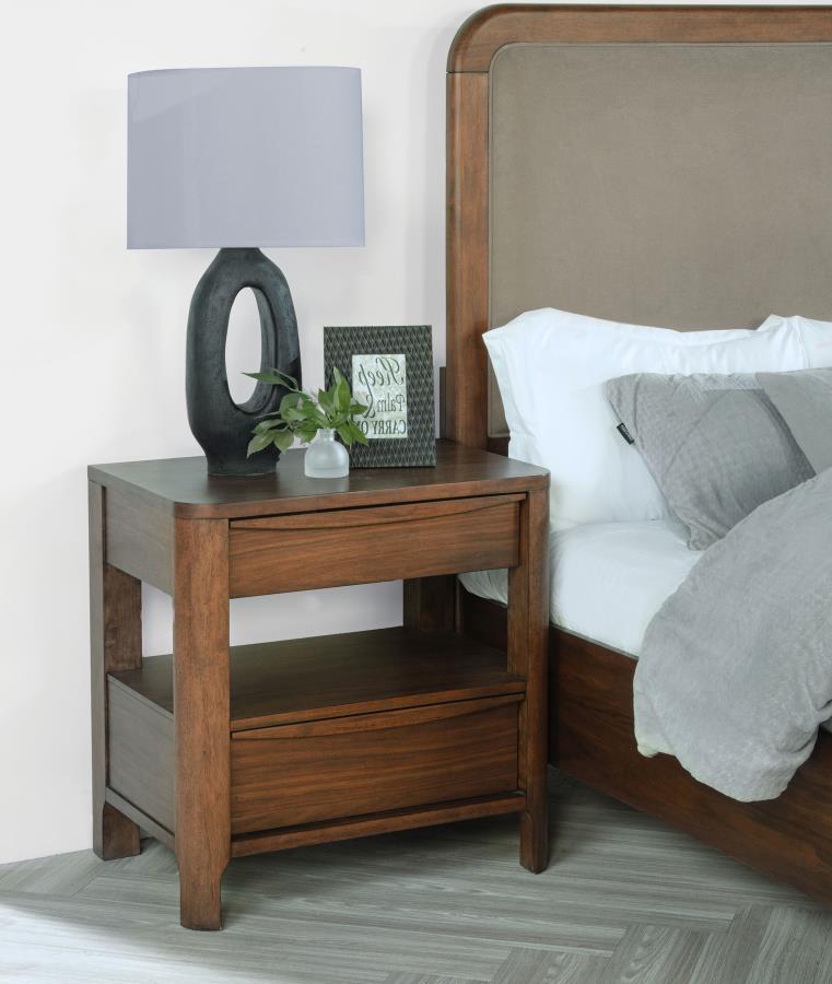 Maderia 2-drawer Nightstand Bedside Table Walnut-zoom-