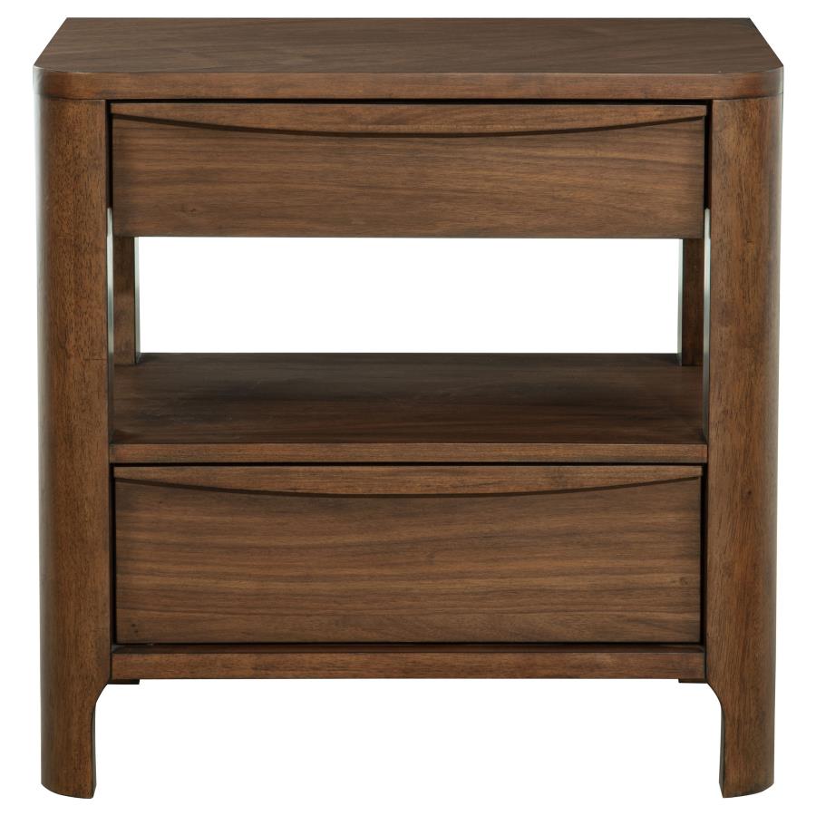 Maderia 2-drawer Nightstand Bedside Table Walnut-3