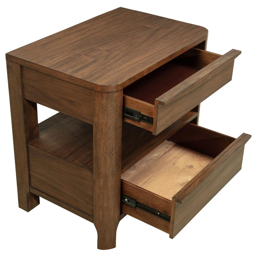 Maderia 2-drawer Nightstand Bedside Table Walnut-11