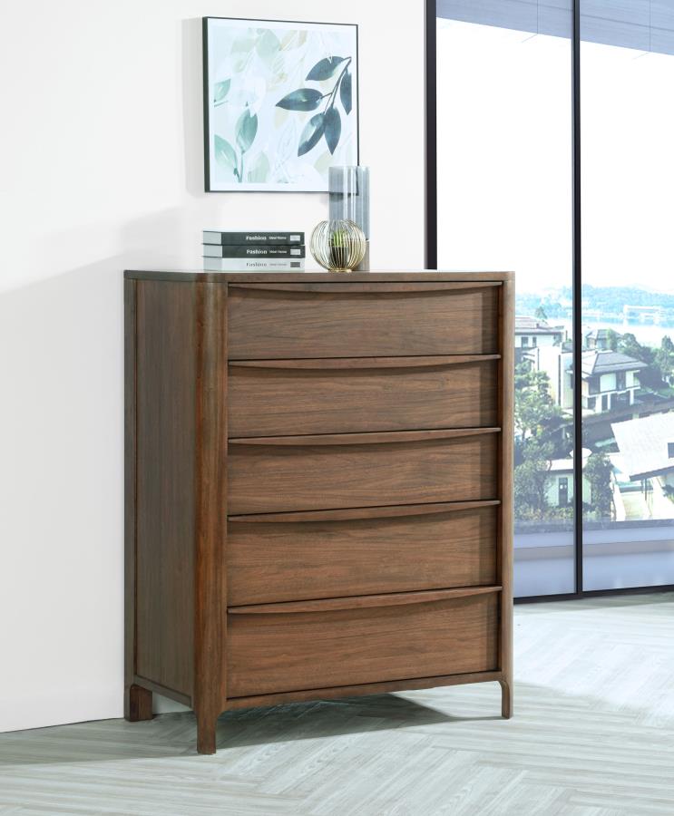 Maderia 5-drawer Chest of Drawers Walnut-zoom-