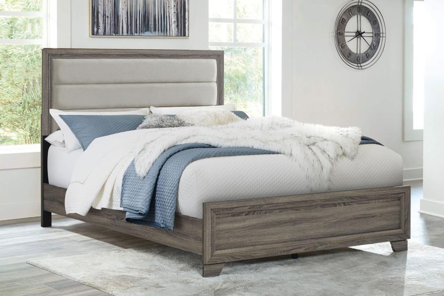 Wright 52-inch Upholstered Eastern King Bed Brown Oak-2