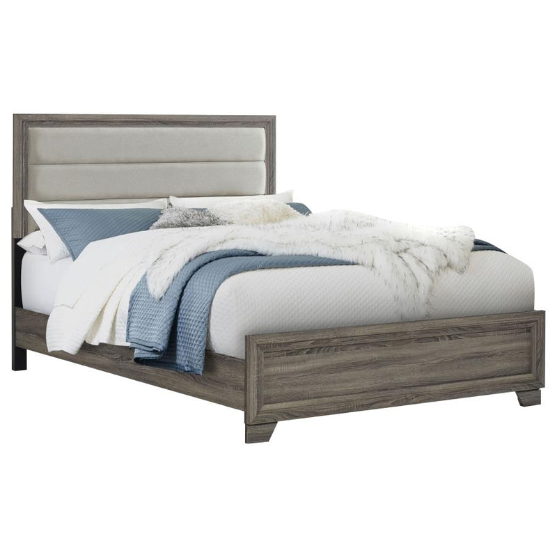 Wright 52-inch Upholstered Queen Bed Brown Oak-zoom-