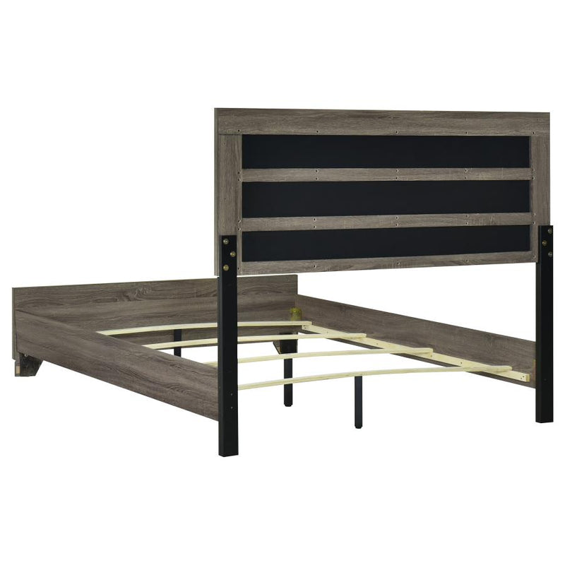 Wright 52-inch Upholstered Queen Bed Brown Oak-zoom-