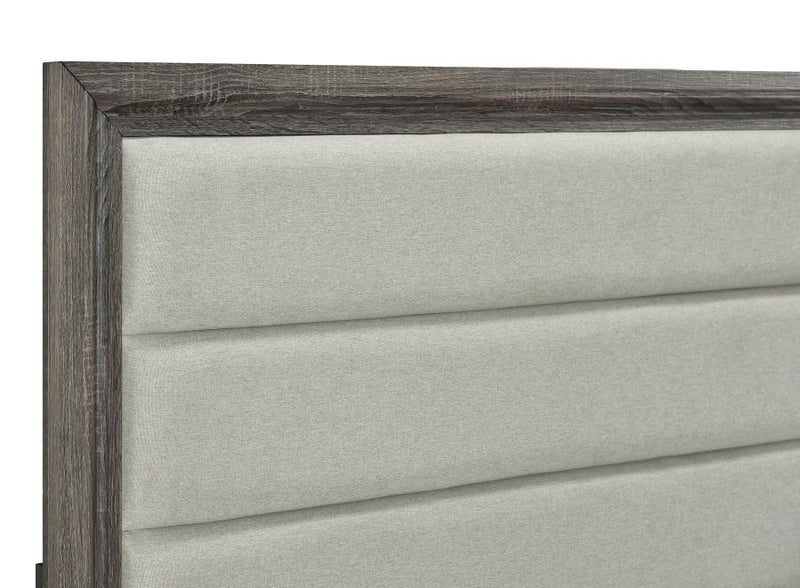 Wright 52-inch Upholstered Queen Bed Brown Oak-zoom-