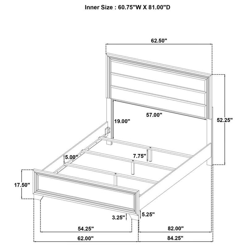 Wright 52-inch Upholstered Queen Bed Brown Oak-zoom-