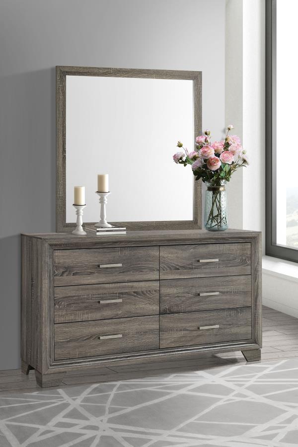 Wright 6-drawer Dresser and Mirror Brown Oak-zoom-2