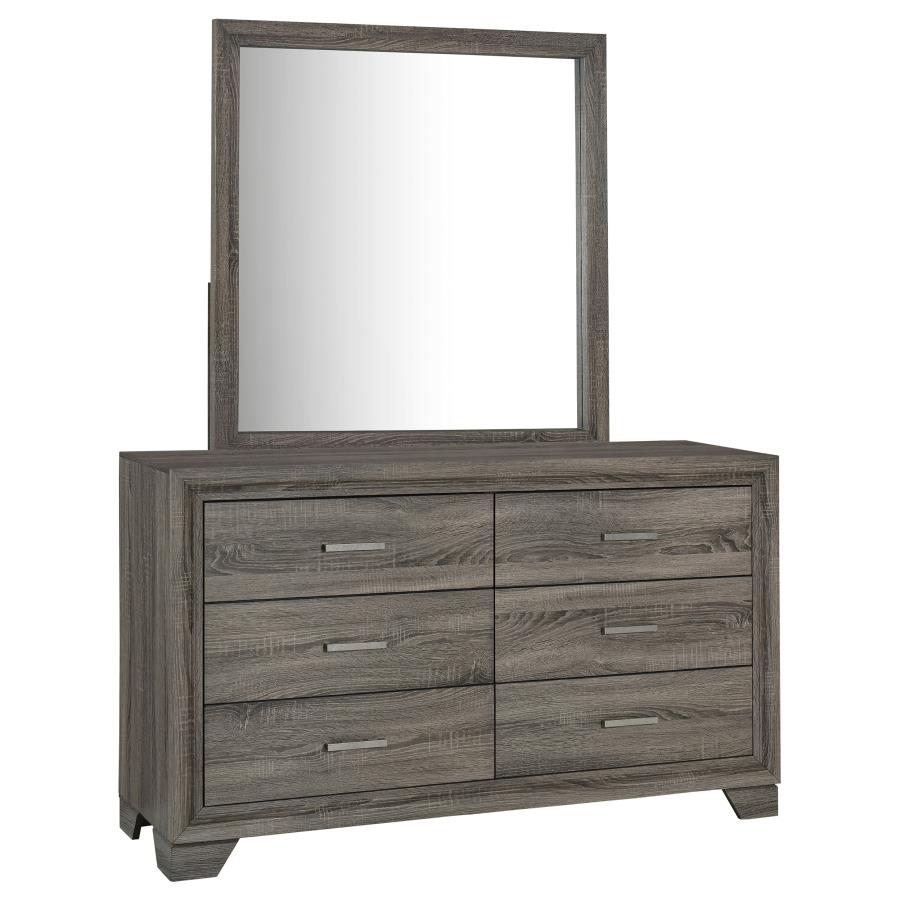 Wright 6-drawer Dresser and Mirror Brown Oak-zoom-1