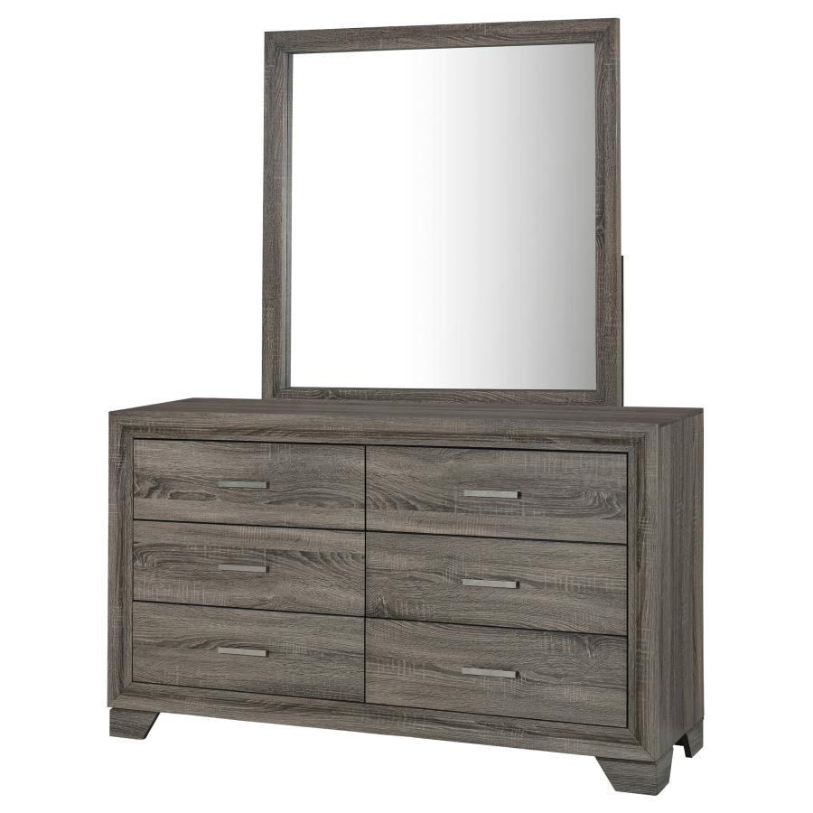 Wright 6-drawer Dresser and Mirror Brown Oak-4
