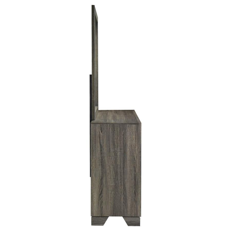 Wright 6-drawer Dresser and Mirror Brown Oak-zoom-9
