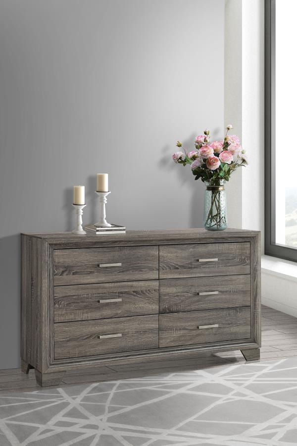 Wright 6-drawer Dresser Cabinet Brown Oak-2