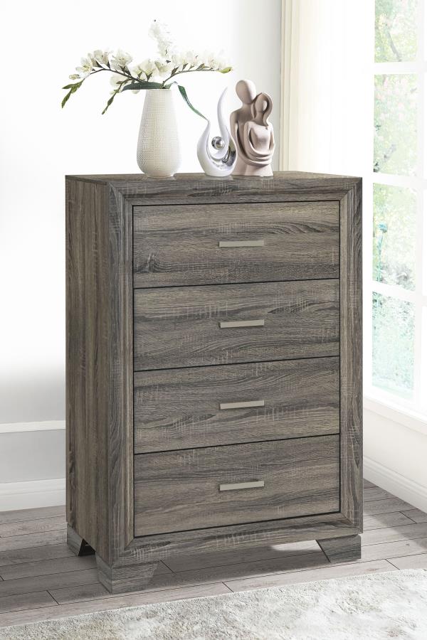 Wright 4-drawer Chest of Drawers Brown Oak-zoom-2
