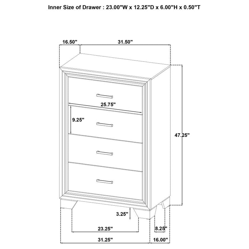 Wright 4-drawer Chest of Drawers Brown Oak-zoom-